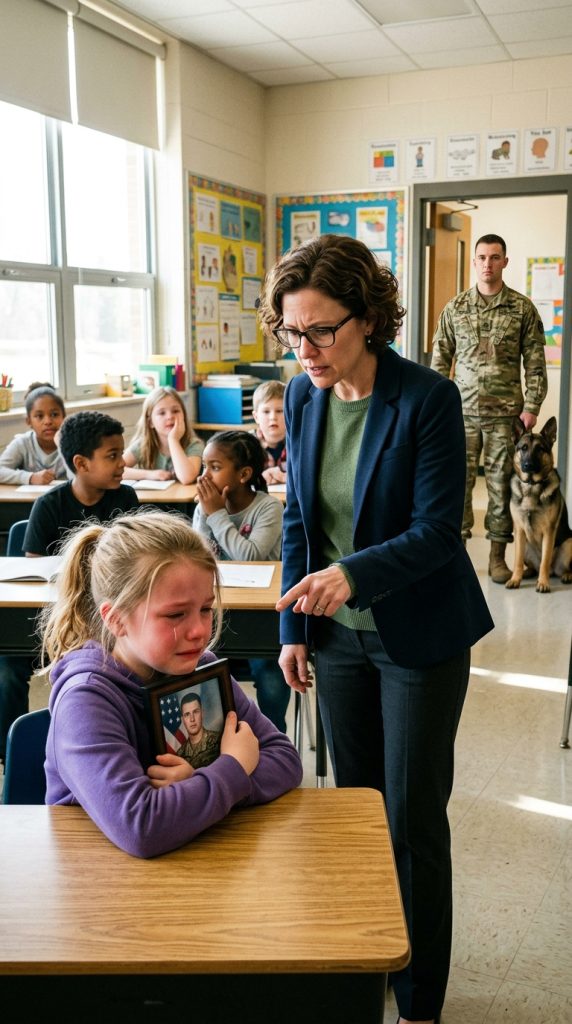 TEACHER M0CKED GIRL, “YOUR DAD’S JUST A MARINE” — THEN FELL SILENT WHEN HE WALKED IN WITH HIS K9….