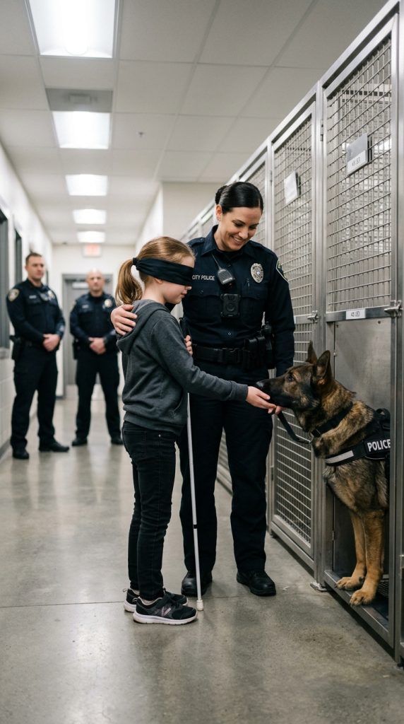 A BLIND GIRL STOOD FACE TO FACE WITH A FEARED POLICE DOG—WHAT THE RETIRED K9 DID NEXT LEFT EVERYONE IN SHOCK.