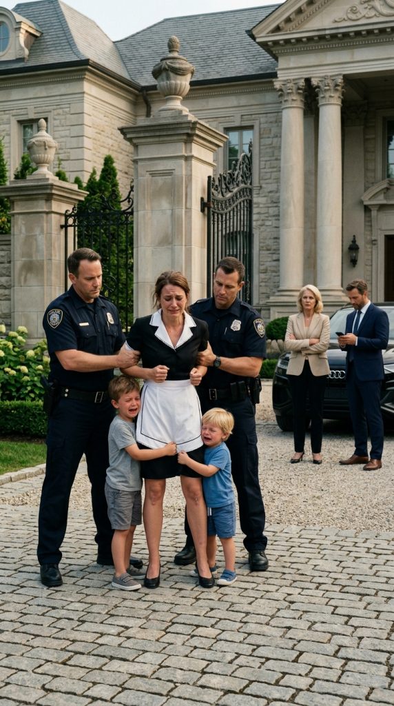 “The millionaire returned home to find his nanny in handcuffs before his screaming twins… but after checking the security footage, he uncovered his wife’s dark secret.”