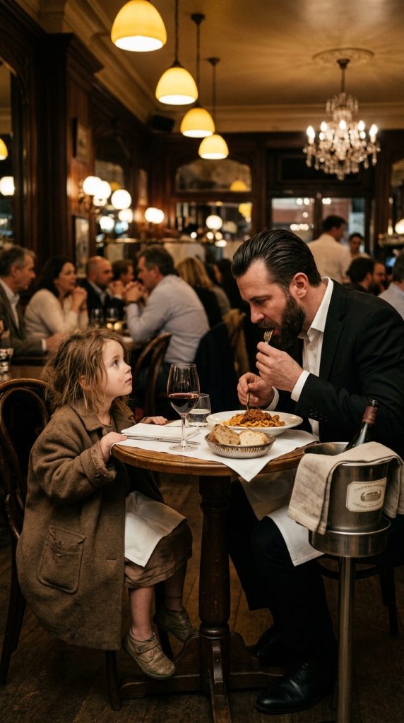 “SIR… MAY I SIT AND EAT WITH YOU?” — WHEN A HOMELESS GIRL ASKED A WEALTHY BUSINESSMAN THAT QUESTION, THE ANSWER HE GAVE MOVED AN ENTIRE ROOM TO TEARS.