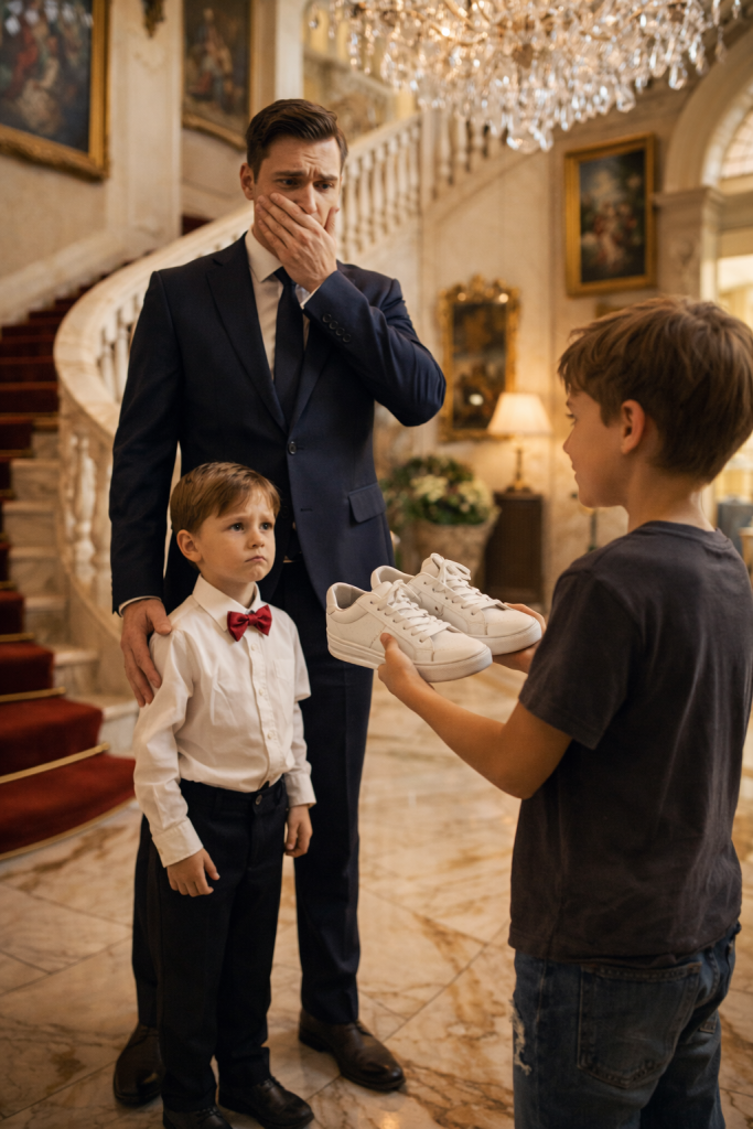 A poor boy returned the millionaire’s son’s shoes—the man was startled by the child’s eyes and asked, “why do you look so much like me?”, uncovering a hidden truth about the boy’s past