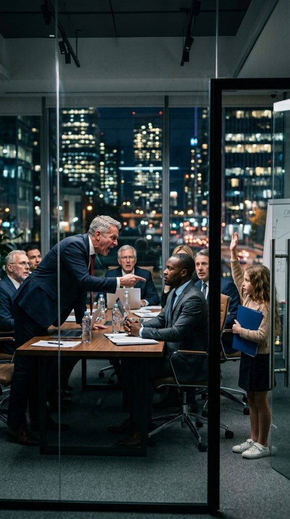 A German investor call collapses after the interpreter vanishes, until a 12-year-old cleaner’s daughter steps in, translates, and shocks the CEO’s team by saving the nine-figure deal.