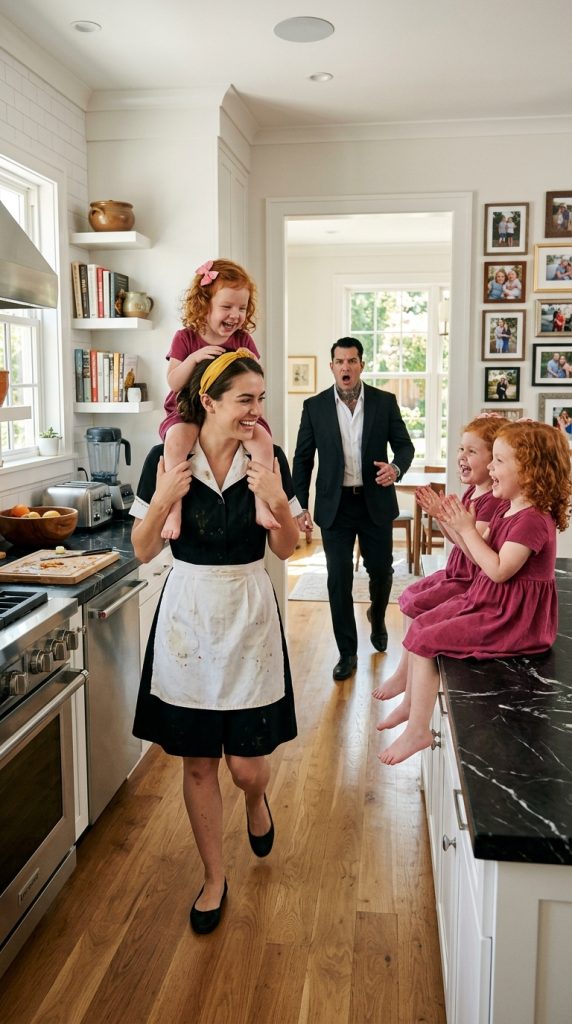The Mafia Boss Came Home Early and Heard His Silent Triplets Singing for the First Time in 14 Months… Until He Saw the Housekeeper Holding Them and Let Jealousy Ruin Everything.