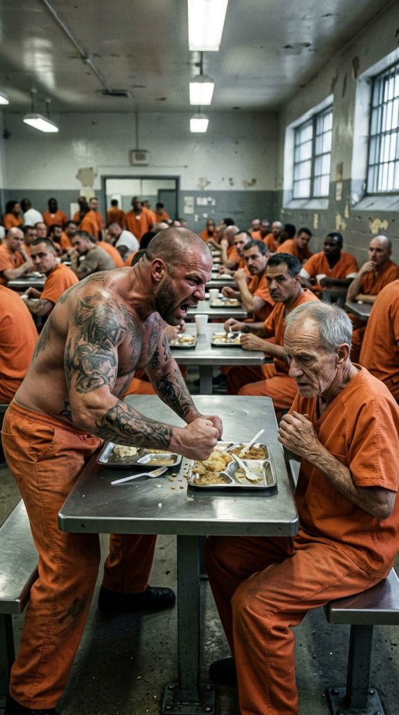 IN PRISON, A DANGEROUS CRIMINAL ATTACKED AN OLD MAN AND DUMPED FOOD ON HIM JUST BECAUSE HE REFUSED TO MOVE: BUT WHAT HAPPENED A MINUTE LATER LEFT EVERYONE IN SHOCK