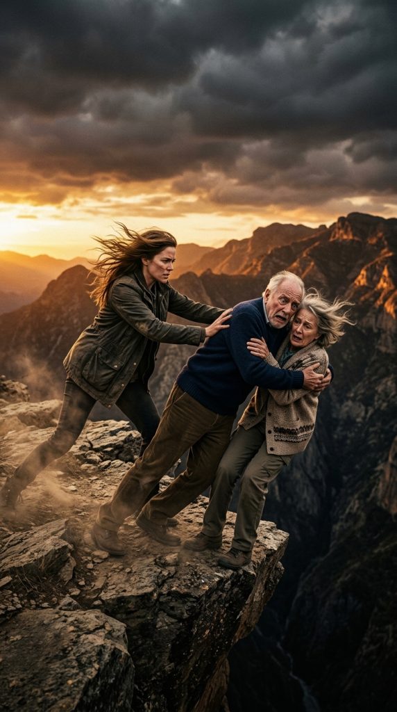 My daughter pushed us off the cliff. My husband whispered: “Don’t move… pretend you’re dead.”