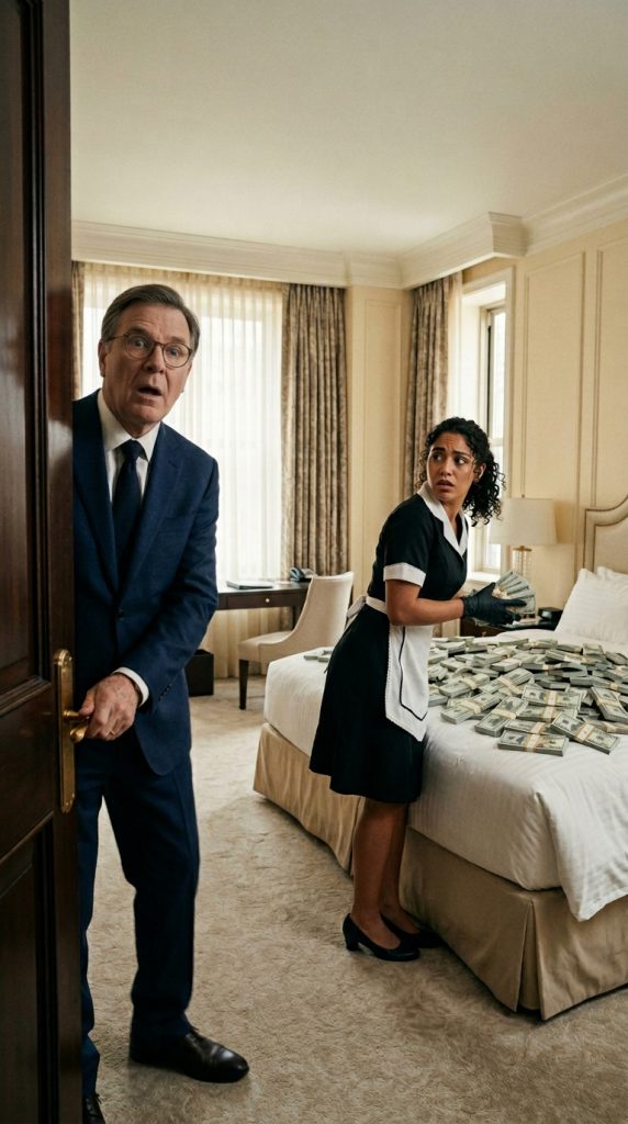 A BANKRUPT MILLIONAIRE RETURNED HOME UNEXPECTEDLY AND FOUND HIS HOUSEKEEPER SURROUNDED BY PILES OF CASH IN THE GUEST ROOM…