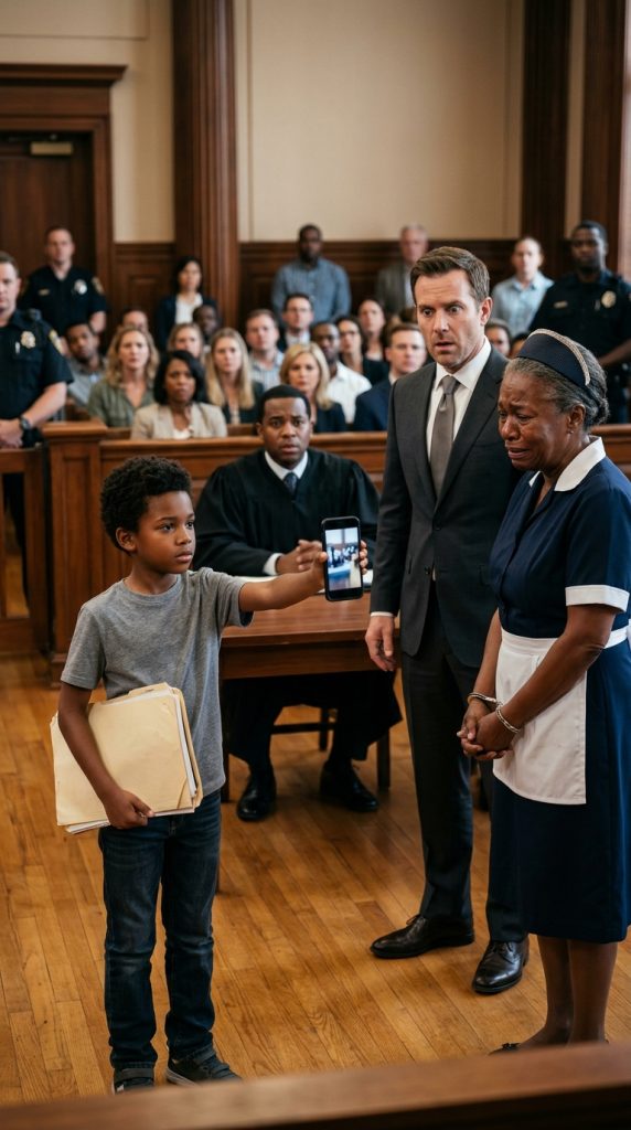 THE BLACK MAID ACCUSED OF STEALING A $200K DIAMOND WALKED INTO COURT ALONE—UNTIL HER SON EXPOSED THE BILLIONAIRE’S SECRET SCHEME AND SHOCKED EVERYONE