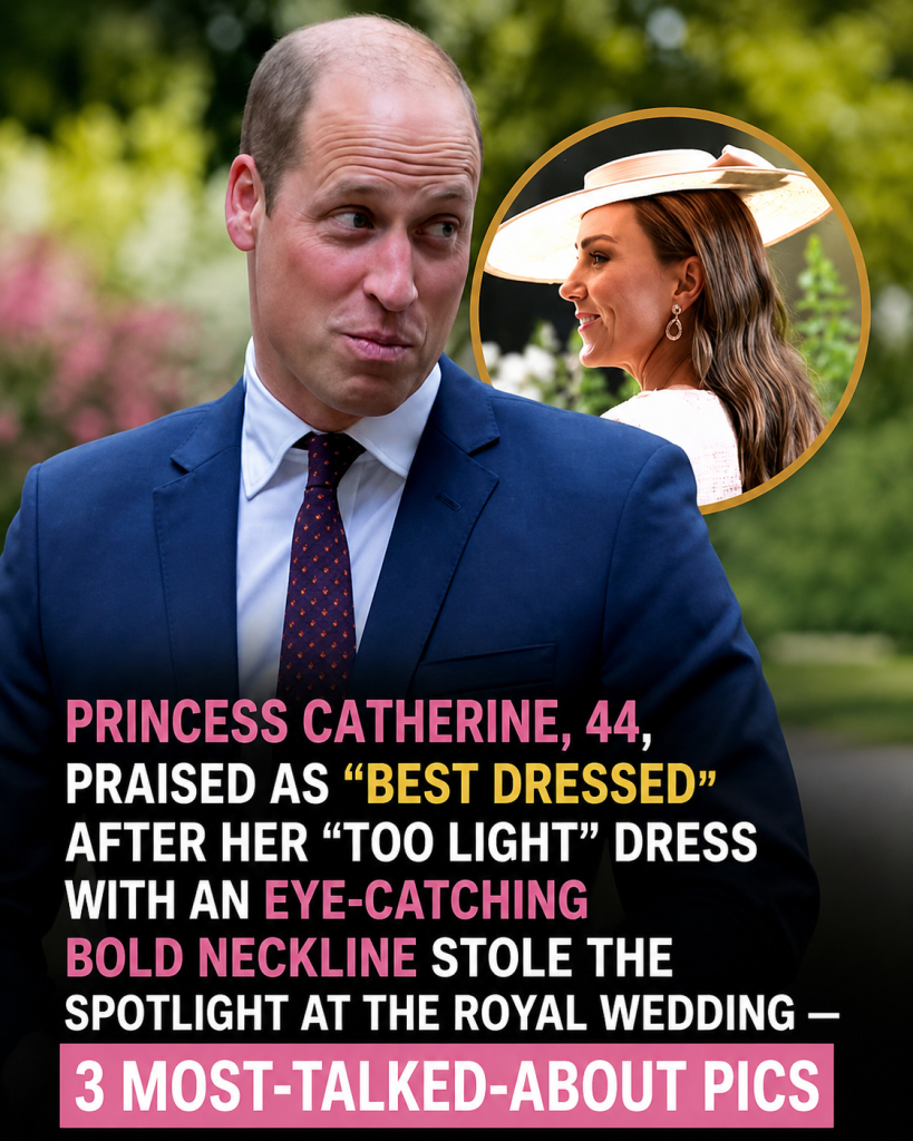 Catherine Stuns in Textured Cream Dress at Royal Wedding — Photos