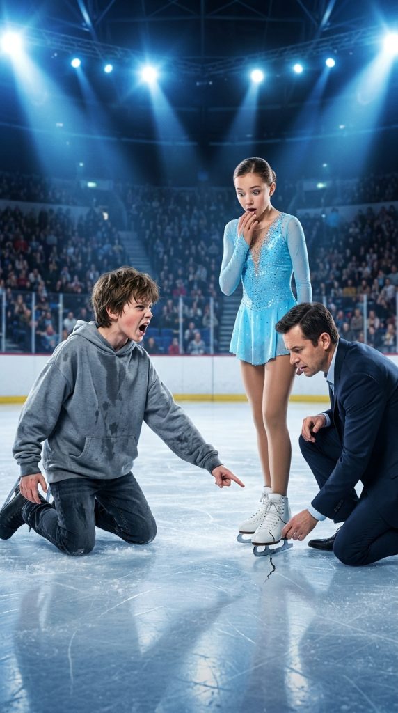 Homeless Boy Burst Onto the Ice Screaming “Her Blade Is Cracked!” to Save a Billionaire’s Daughter — Moments Later, Her Father Dropped the Tablet in Shock