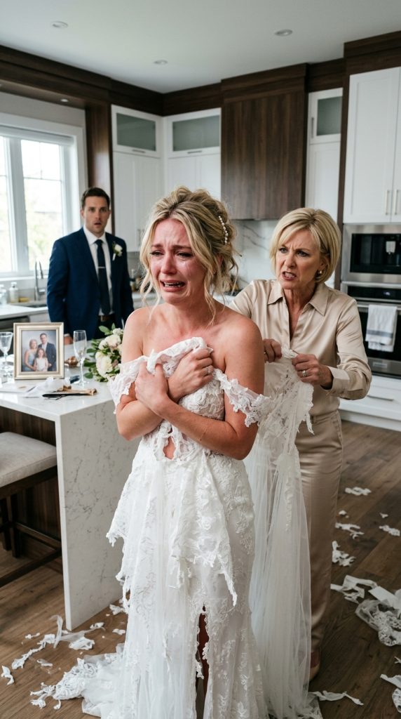 My Mother-in-Law Tore My White Dress and Screamed, “My Son Pays for Everything!”—My husband stood beside her and said nothing.