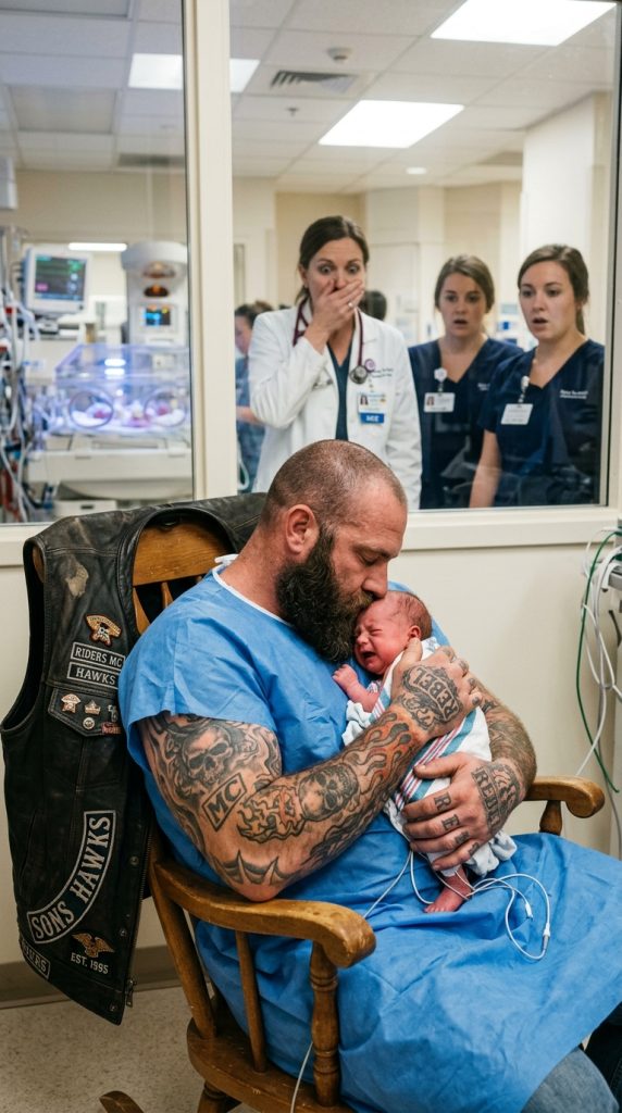 A 6’6″ Biker Held a Crying Newborn in the NICU for 12 Hours—The Baby Wasn’t His, and His Reason Left Every Nurse Speechless
