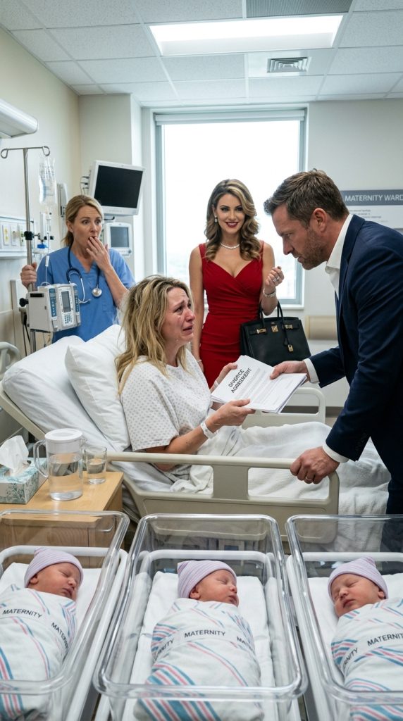 After I Gave Birth to Our Triplets, My Husband Walked In With His Mistress, Threw Divorce Papers on My Bed, and Said, “No One Would Want You Now”