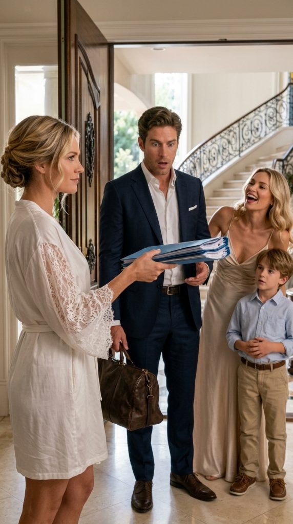 After 3 Years Away, My Billionaire Husband Came Home With His Mistress and a Child — He Never Expected the Blue Folder Waiting Inside