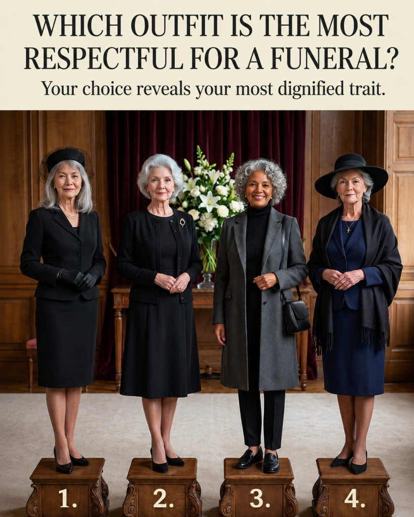 Which Outfit Is the Most Respectful for a Funeral? Your Choice Reveals Your Most Dignified Trait.