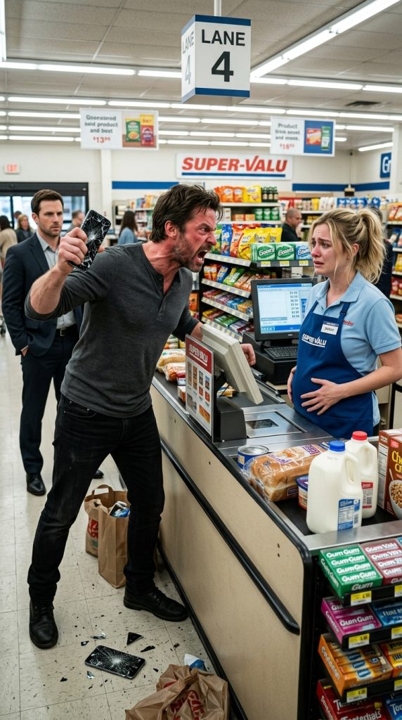 PREGNANT CASHIER’S HUSBAND DESTROYED HER PHONE SO SHE COULDN’T CALL FOR HELP—HE HAD NO IDEA A MAFIA BOSS WAS WATCHING FROM AISLE THREE