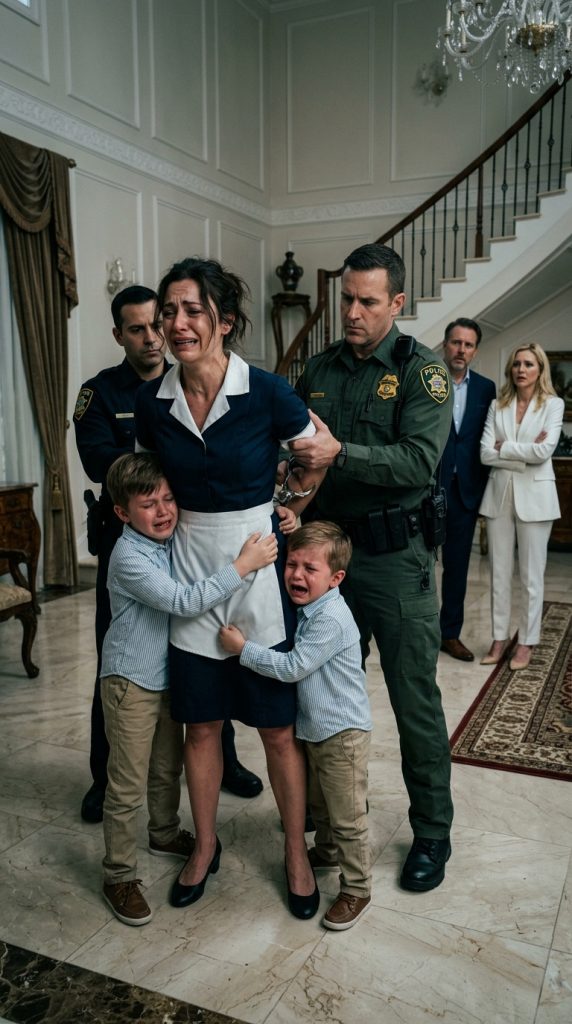 My six-year-old twin boys watched in terror as police arrested their nanny, but a shocking midnight confession revealed the truth and changed everything.