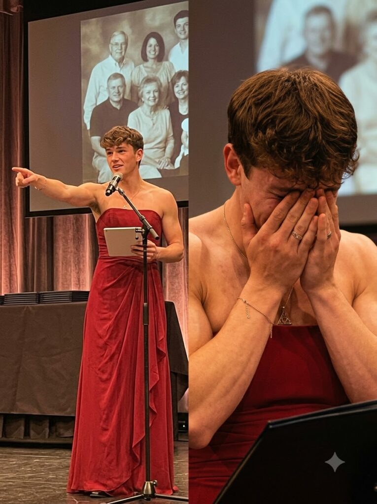 My Son Walked Across the Graduation Stage in a Bright Red Dress While the Auditorium Giggled – He Did It for Me