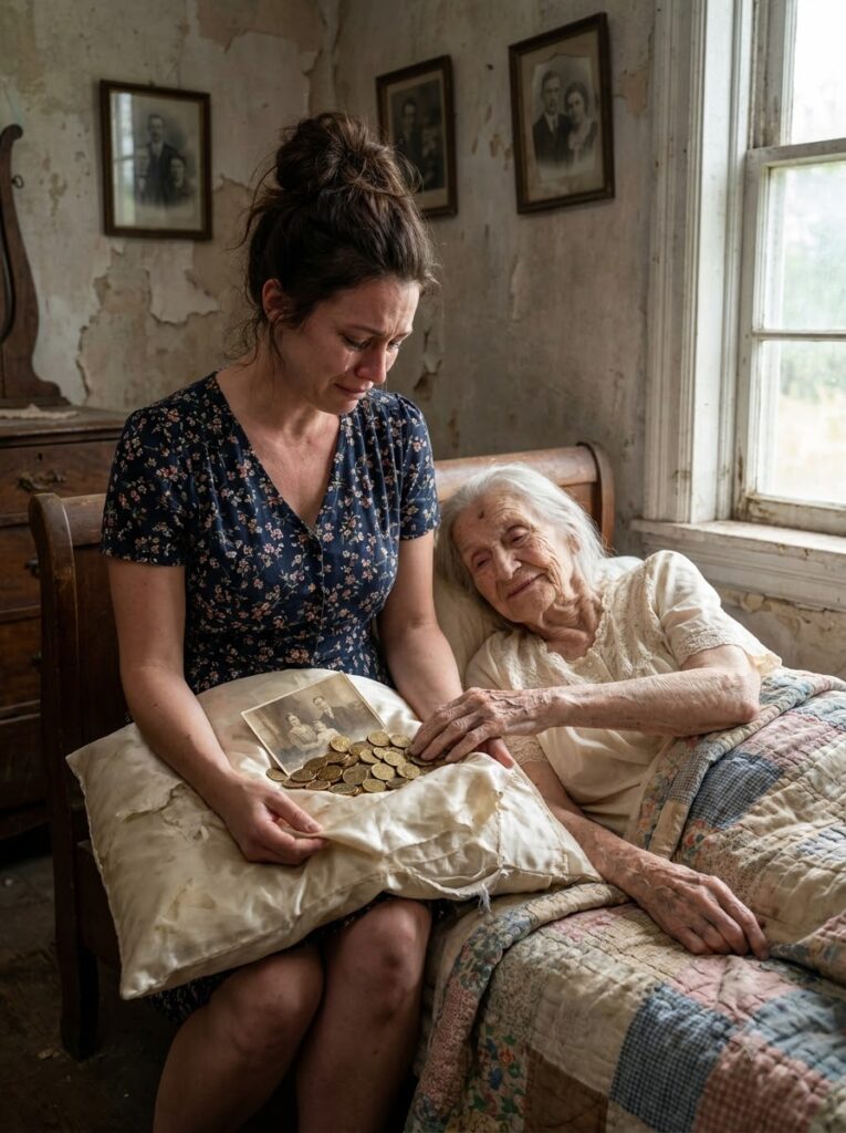 MY MOTHER-IN-LAW HAD NO PENSION. I CARED FOR HER WITH ALL MY HEART FOR 12 YEARS. WITH HER LAST BREATH, SHE HANDED ME A TORN PILLOW. WHEN I OPENED IT, I COULDN’T HOLD BACK MY TEARS…