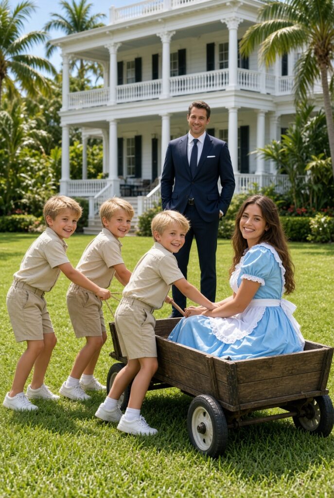 A Wealthy Businessman Thought Money Could Solve His Family’s Problems… Until His Housekeeper Saved His Silent Triplets With an Old Wooden Cart and Exposed a Truth That Left an Entire Community Speechless