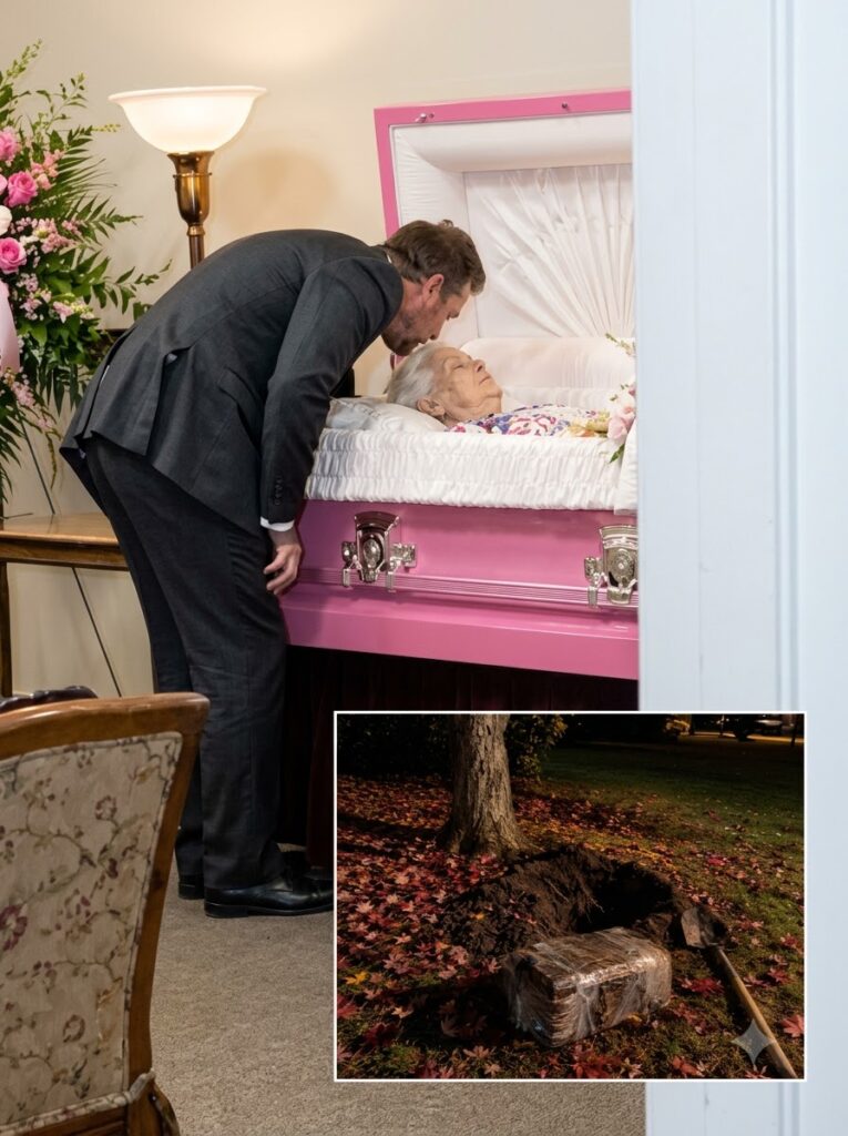 AT MY MOM’S FUNERAL, I SAW MY HUSBAND STANDING BESIDE HER COFFIN AND HEARD HIM WHISPER, ‘I KEPT OUR LITTLE THING. IT’LL STAY HIDDEN FOREVER UNDER THE RED MAPLE’—WHAT I DUG UP MADE ME CALL 911