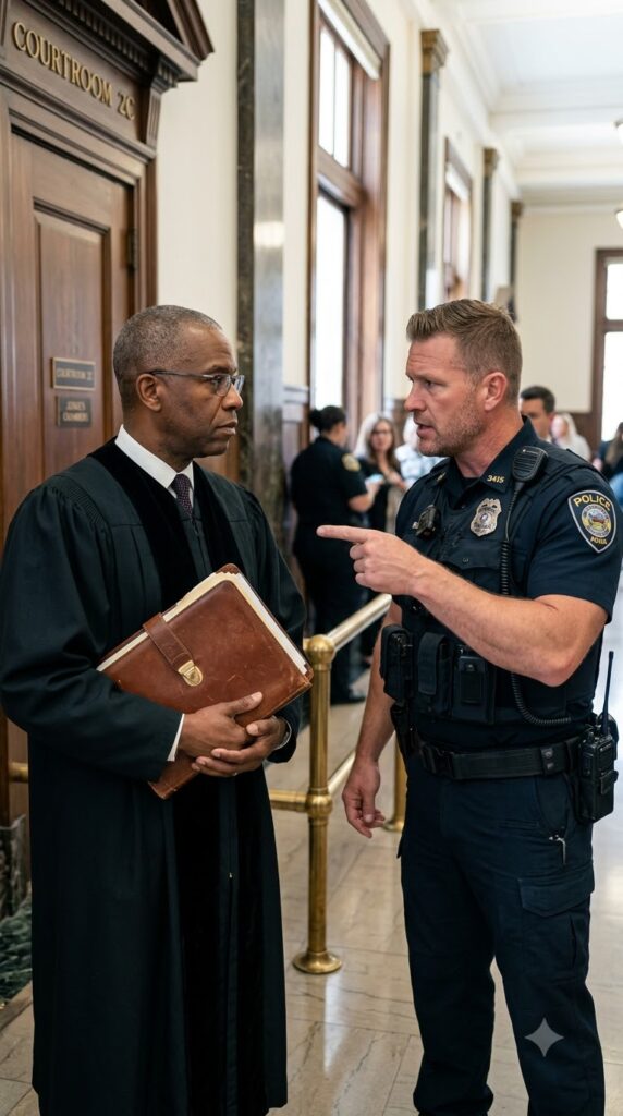 RACIST COP MOCKS BLACK JUDGE’S COURT ROBE AS A COSTUME — THEN THE CHIEF BAILIFF WALKED OUT