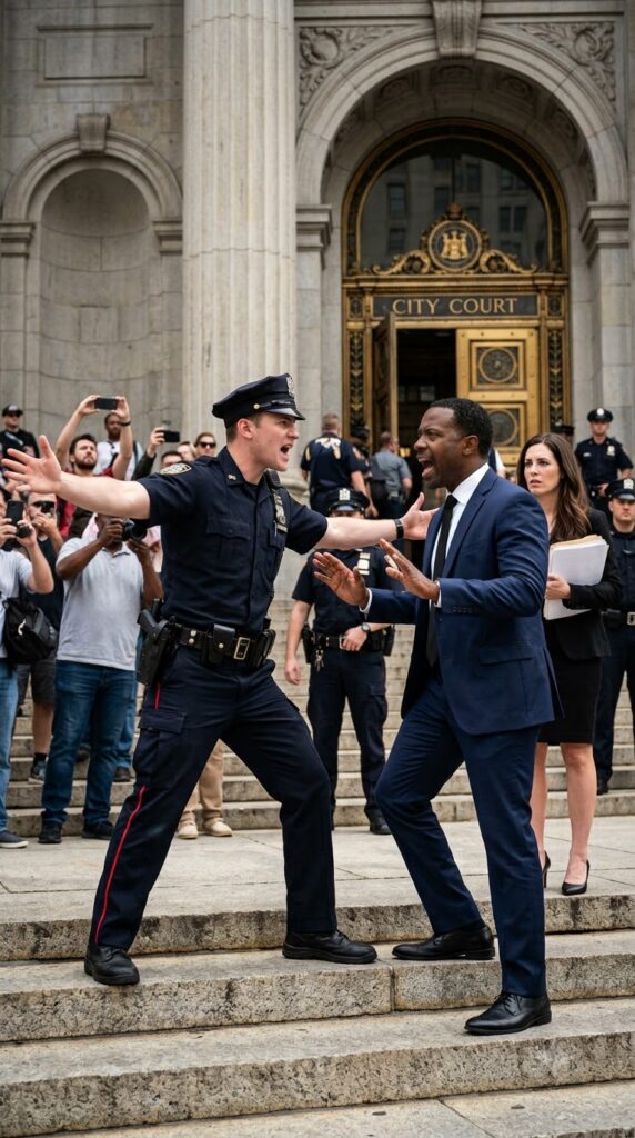 A POLICE CADET PUSHED AN ELDERLY BLACK MAN FROM THE FRONT ROW — THEN THE COMMISSIONER WALKED DOWN THE STEPS AND CALLED HIM DAD