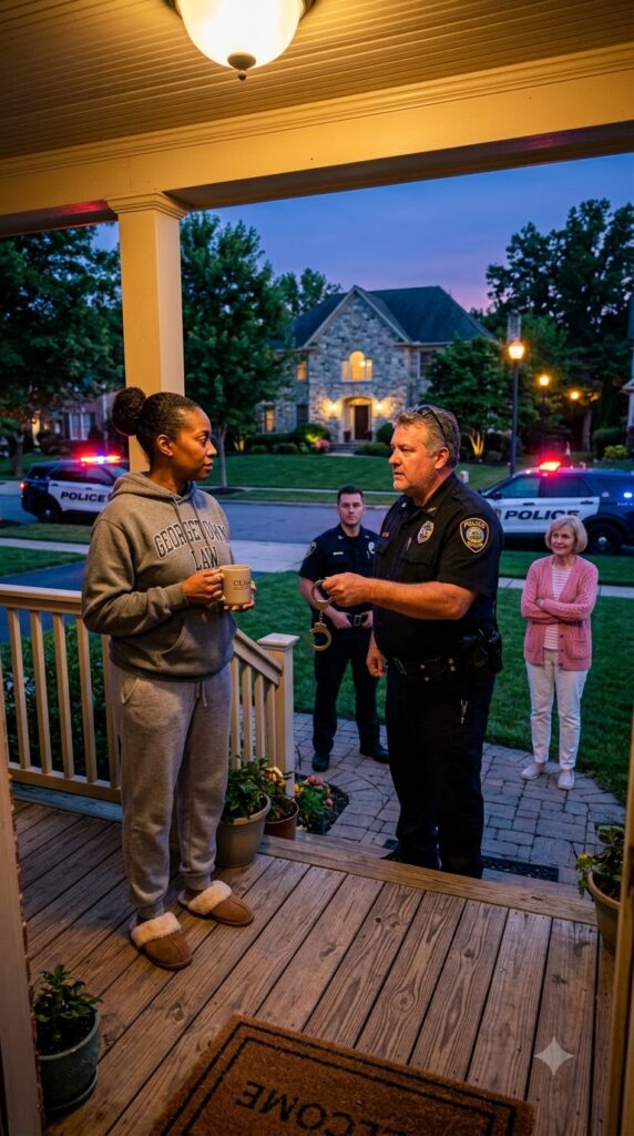 THE OFFICER PULLED OUT HIS HANDCUFFS ON HER OWN PORCH — THEN SHE REVEALED WHO SHE REALLY WAS