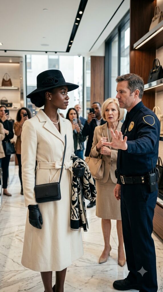 A VIP CALLED POLICE ON A BLACK WOMAN CARRYING THREE DRESSES — THEN THE REGIONAL PRESIDENT RAN DOWNSTAIRS AND SAID, “SHE OWNS THE COMPANY”