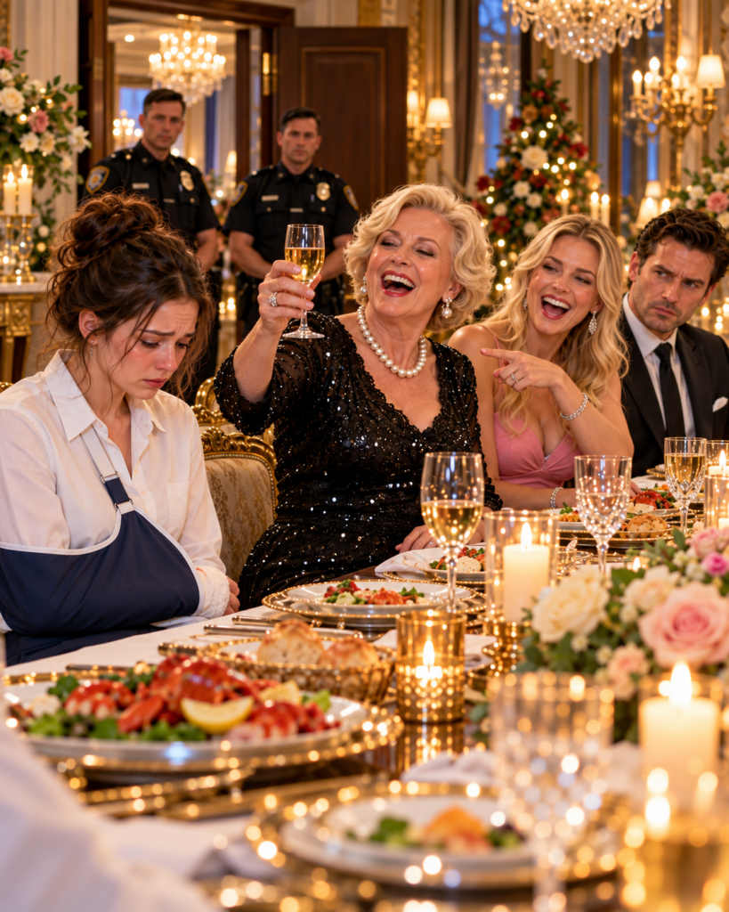 AT THE FAMILY DINNER, I SAT THERE WITH A BROKEN ARM, UNABLE TO CUT MY OWN FOOD. MY MOTHER-IN-LAW RAISED HER GLASS AND SAID, “MY SON TAUGHT HER A LESSON.”
