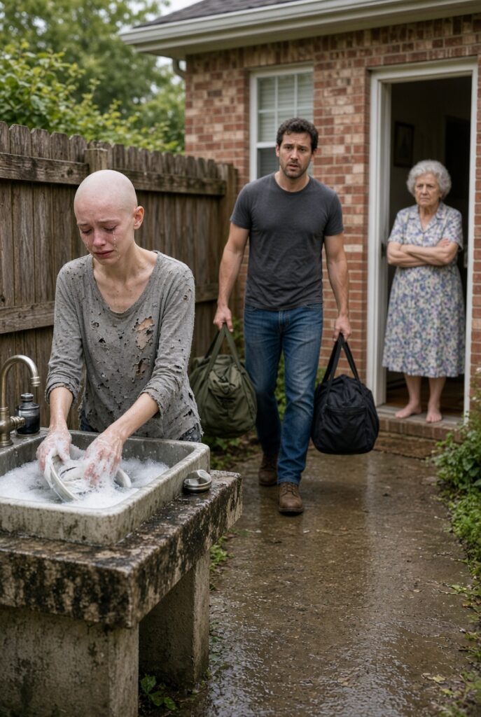 Four Years. Almost $100,000 Sent Home. I Came Back Unannounced: Wife Bald, Painfully Thin, Washing Dishes Behind the House. Mom: “She Brought This on Herself.” Then Chloe’s Secret Shattered Everything.