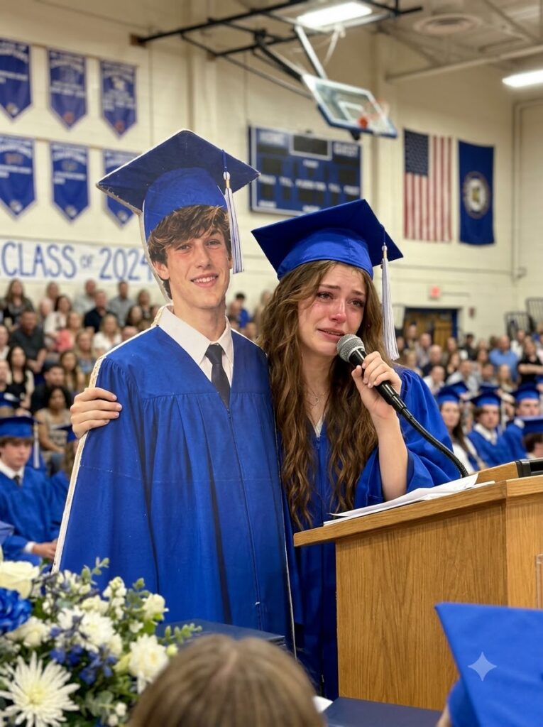 Teen Girl Brought a Cardboard Boy to Graduation – Classmates Teased Her Until She Stepped up to the Microphone